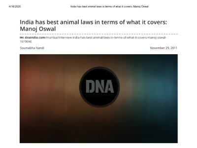 India has best animal laws in terms of what it covers ...Manoj-Oswal