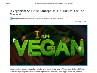 Is Veganism An Elitist Concept Or Is It Practical For The Masses