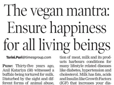 The Vegan mantra : Ensure happiness for all living beings